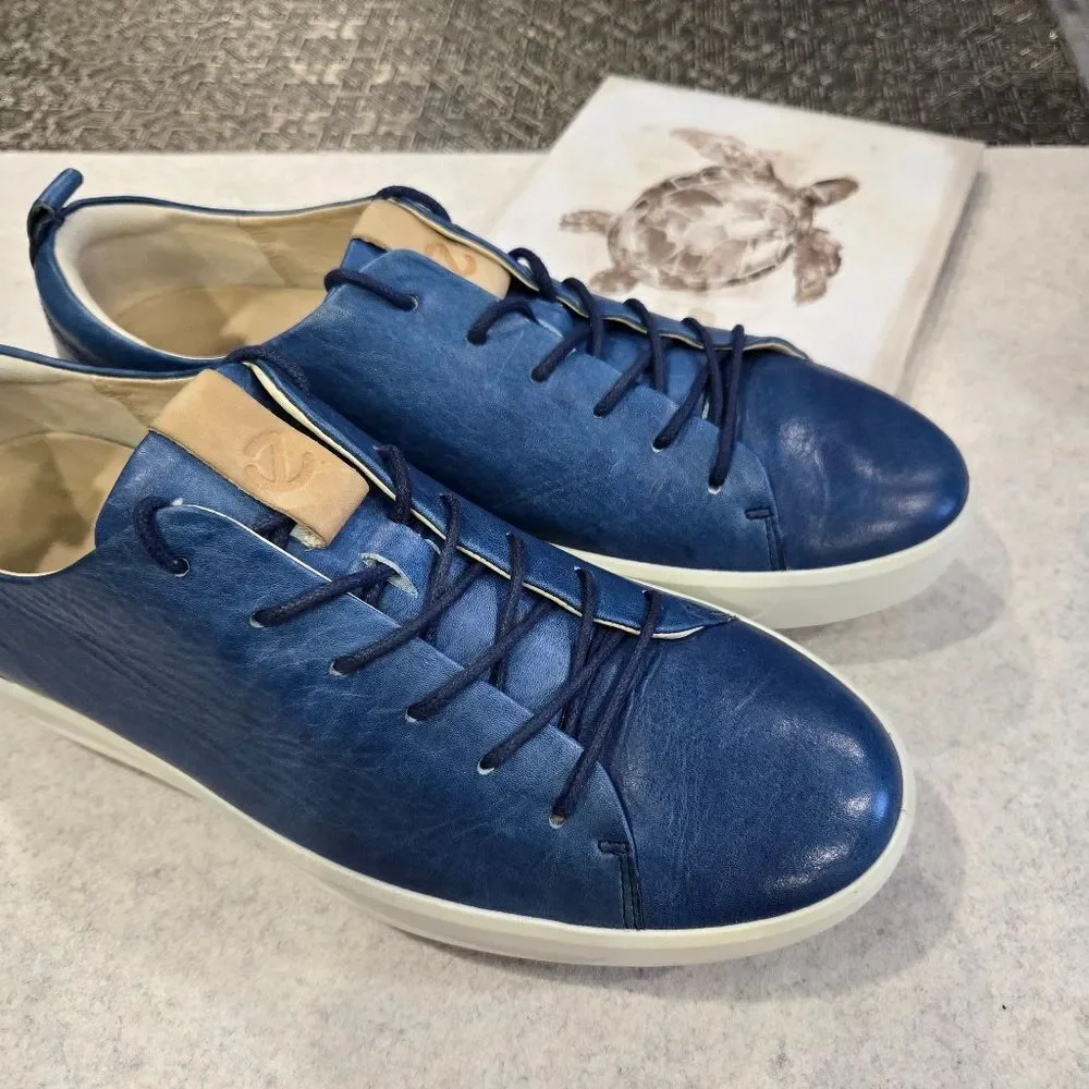 🐢 ECCO Soft 7 Men's Leather Sneaker. Blue Size 11. $170 new.